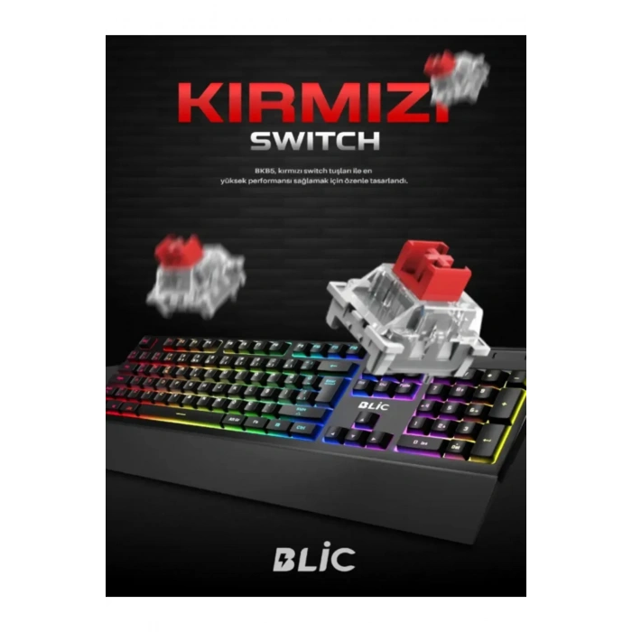 Blic Bkb5 Red Switch Kablolu Türkçe Q Gaming Rgb Oyuncu Mekanik Klavye BKB5