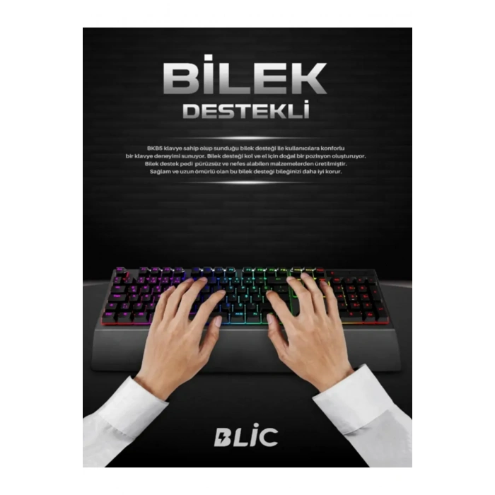 Blic Bkb5 Red Switch Kablolu Türkçe Q Gaming Rgb Oyuncu Mekanik Klavye BKB5