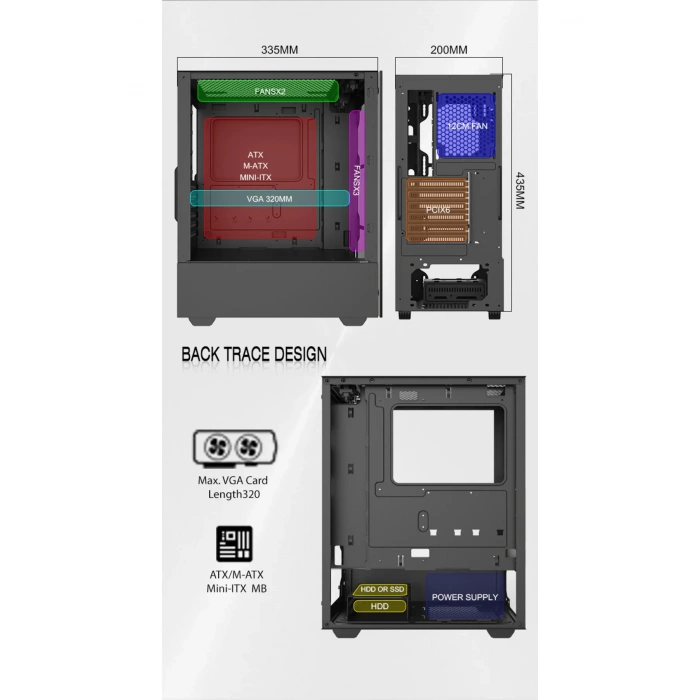 Blueforce Stronger Kumandalı 6x120mm Fanlı Rgb Gaming Oyuncu Kasası Mid Tower Psusuz