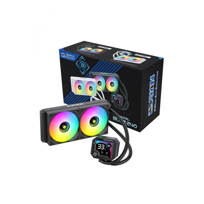 DARYUN Buzz-V2 240MM Siyah Argb Yeni Nesil ISI Göstergeli Yüksek Performanslı Sıvı Soğutma