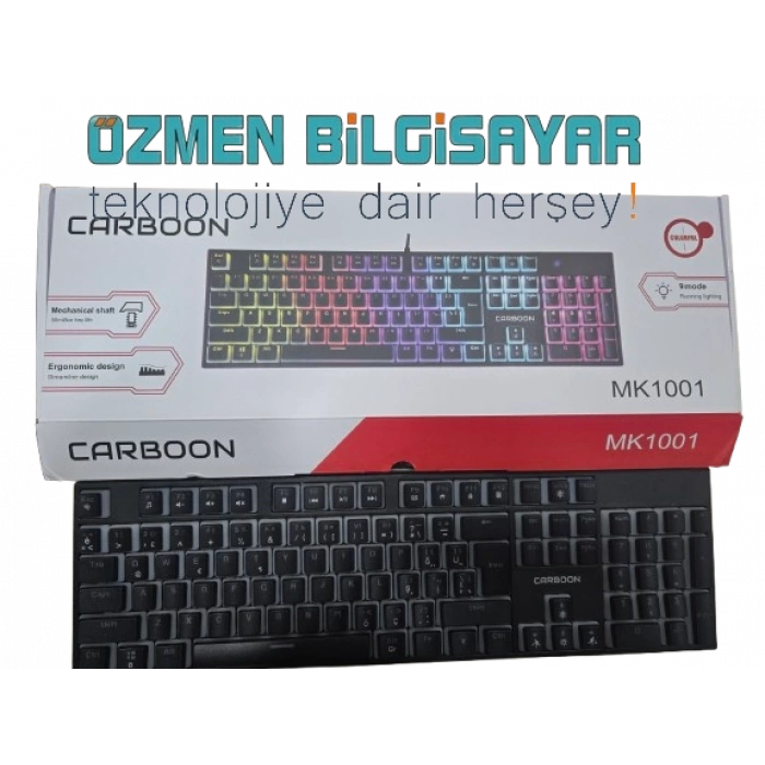 Carboon MK1001 Kablolu Mekanik Blue Switch 9 Modlu Rgb Işıklı Gaming Klavye Siyah