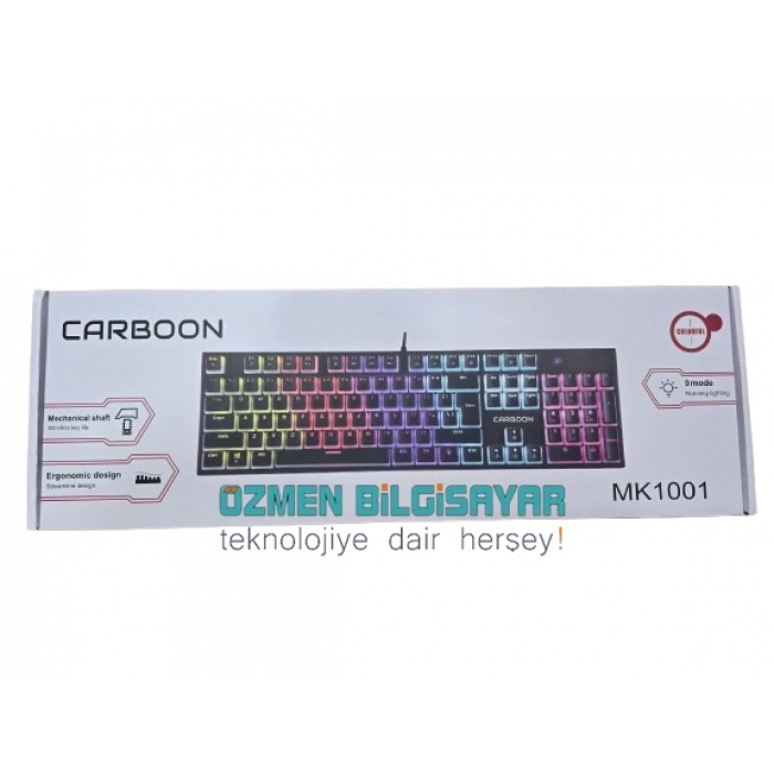 Carboon MK1001 Kablolu Mekanik Blue Switch 9 Modlu Rgb Işıklı Gaming Klavye Siyah