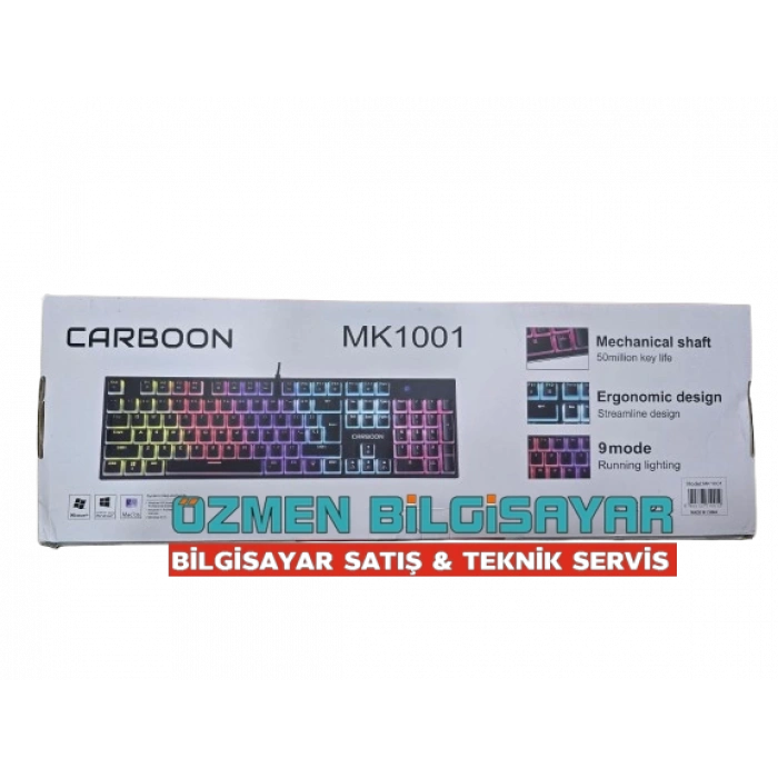 Carboon MK1001 Kablolu Mekanik Blue Switch 9 Modlu Rgb Işıklı Gaming Klavye Siyah