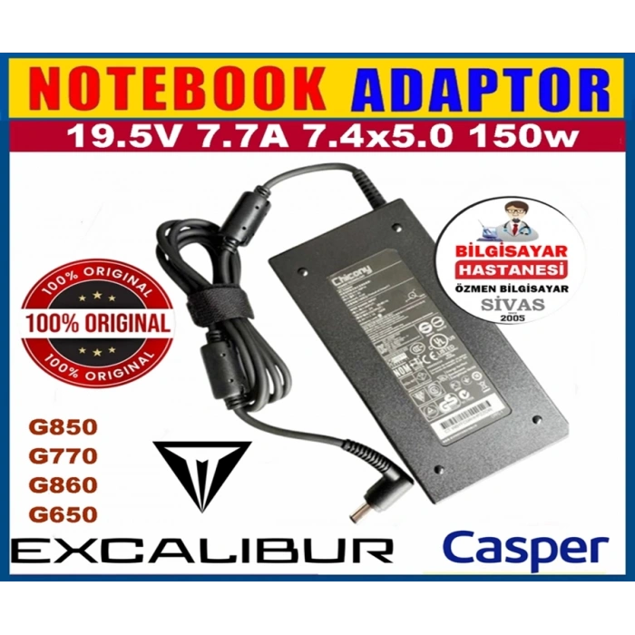 Casper Excalibur Orjinal 19.5V 7.7A 150w G850 G770 G860 G650 Chicony Adaptör Şarj Aleti