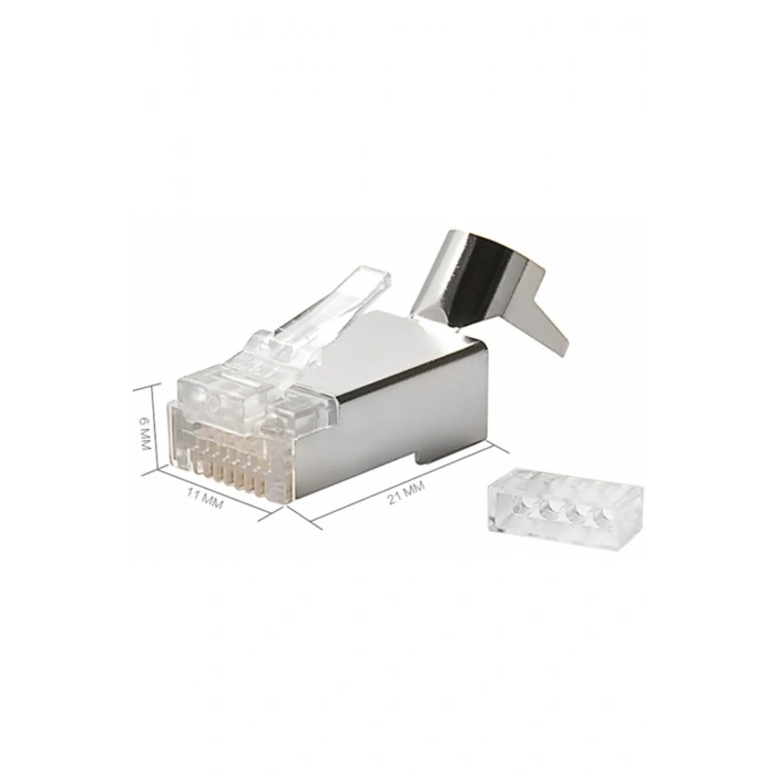 Cat7 Metal Konnektör RJ45 Cat7 Jack + Kablo Ayraç (1 Adet)