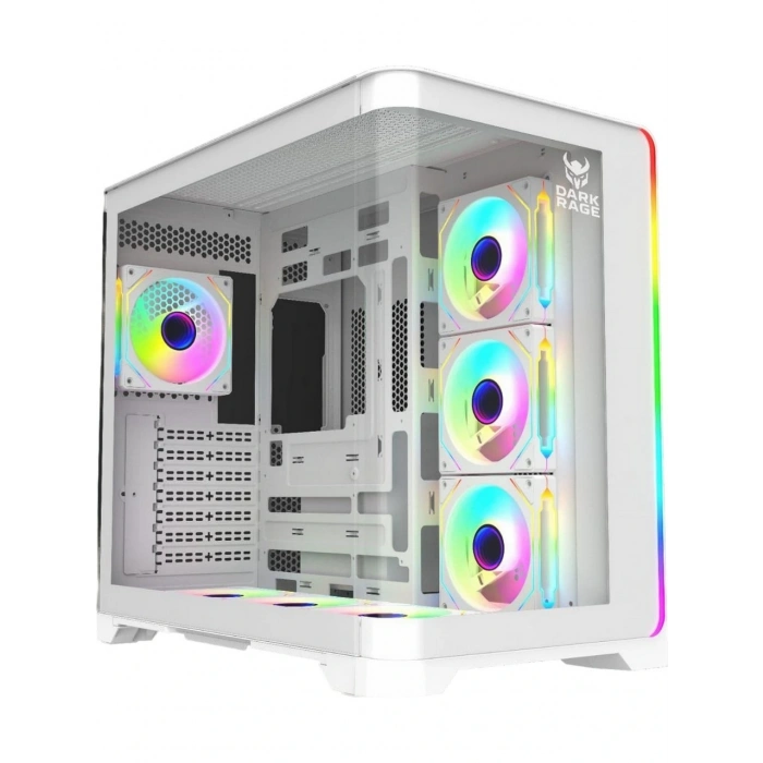DARK RAGE Rgb 7 Fanlı 7X120MM Kumanda+Tuş Rgb Kontrollü Gaming Akvaryum Kasa Beyaz