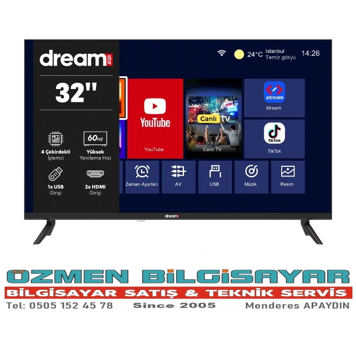 DREAMSTAR 32” (82cm Ekran) Uydu Alıcılı Led TV