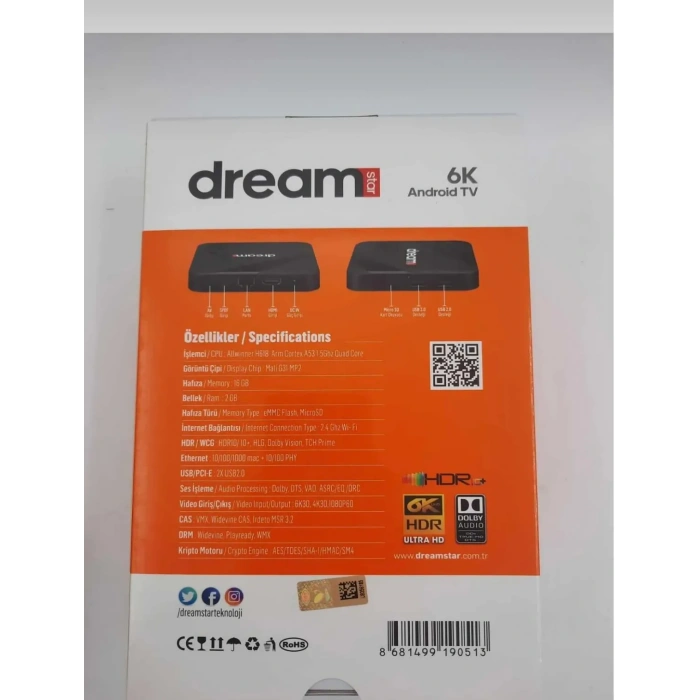 Dreamstar  I1 Android Tv Box 2gb Ram 16gb Hafıza Android 12