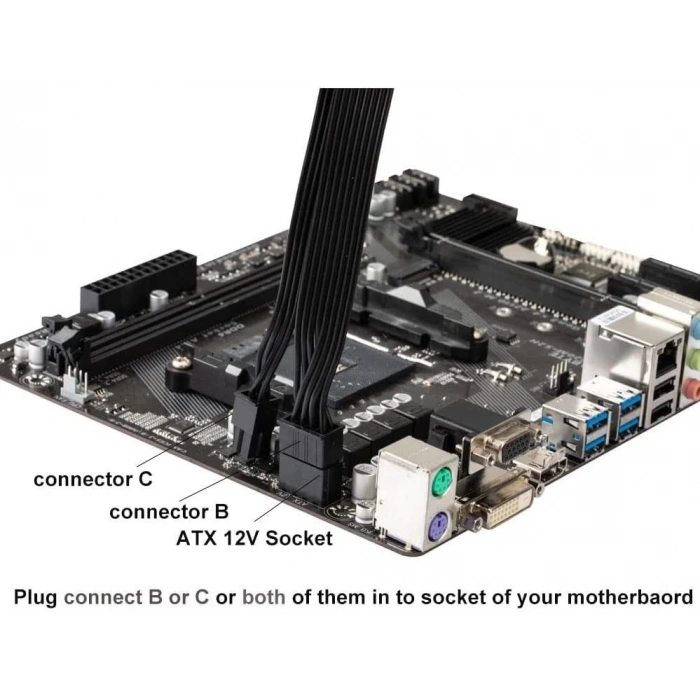 EPS 12V CPU Dişi To ATX 8+4 Pin Power Supply Çevirici Dönüştürücü Adaptör Kablosu