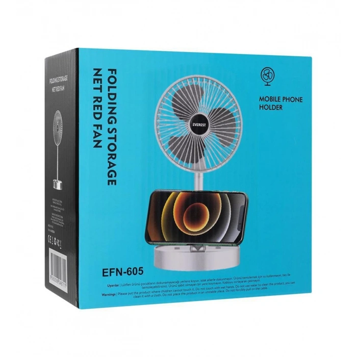 Everest Efn-605 Vantilatör Usb Şarjlı 800Mah 18Cm Beyaz