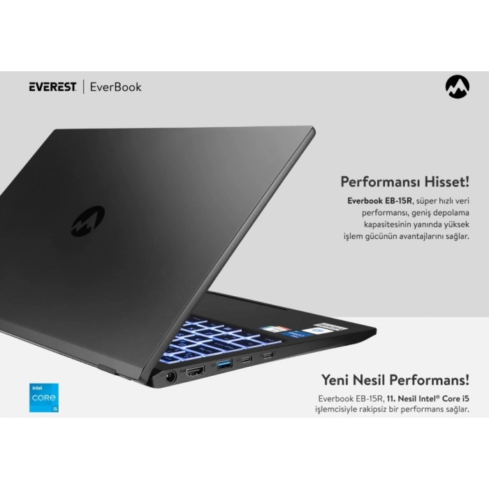 Everest EVERBOOK EB-15R Core i5 1135G7 32GB 500GB NVME 15.6 FHD IPS Türkçe Q Win10 Home Notebook