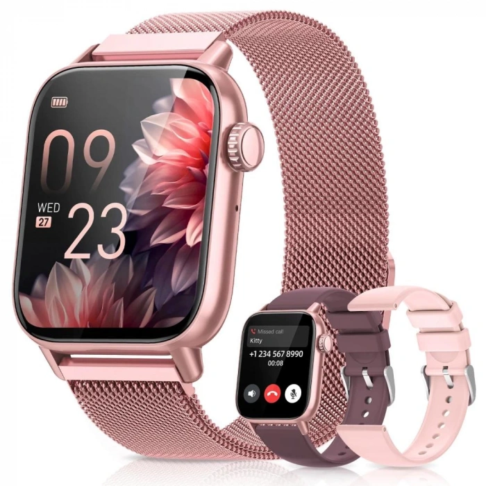 G39 Bayan Akıllı Saat 3 Kordonlu Küpe Yüzük Bileklik Hediyeli