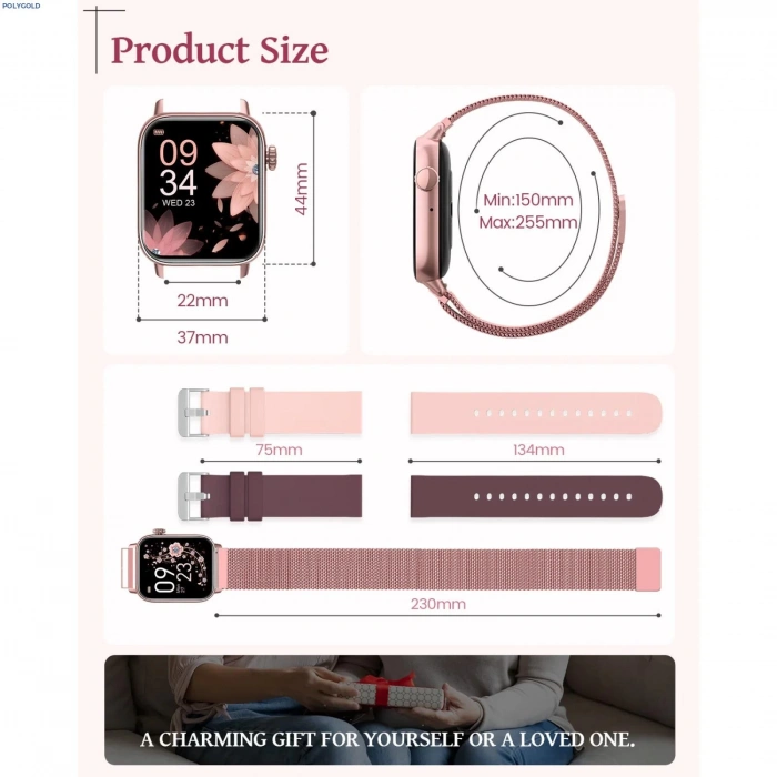 G39 Bayan Akıllı Saat 3 Kordonlu Küpe Yüzük Bileklik Hediyeli