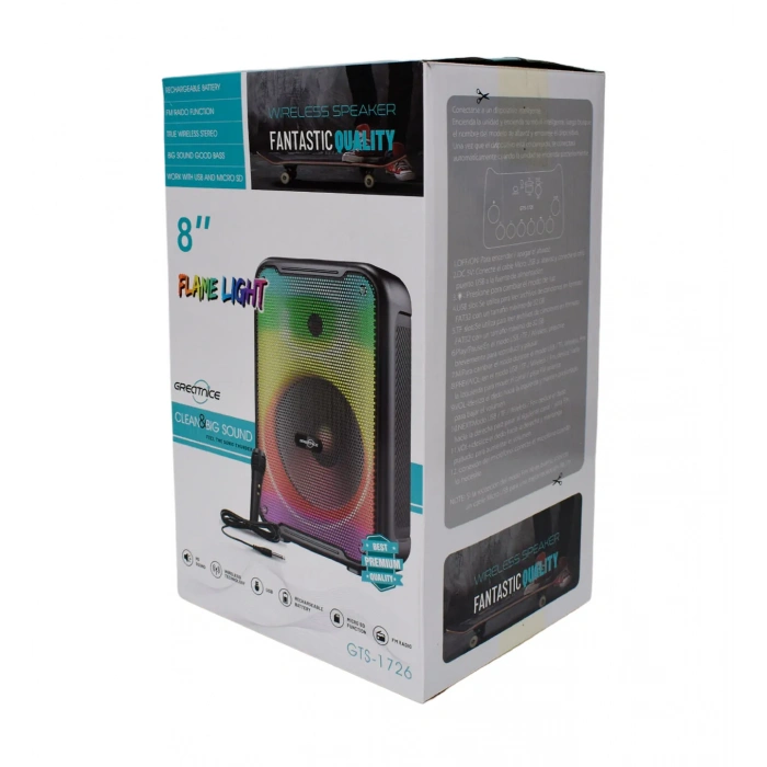 Greatnice GTS-1726 FM/SD Aydınlatmalı Bluetooth Hoparlör 8 inch