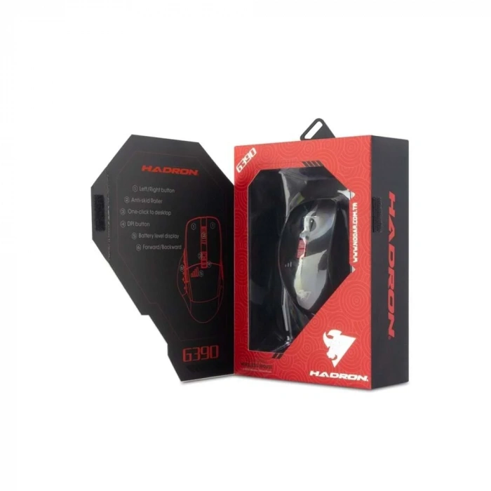 Hadron G390 Kablosuz Oyuncu Mouse Type-C Port Şarjlı Göstergeli Rgb 1600Dpi Sessiz Siyah