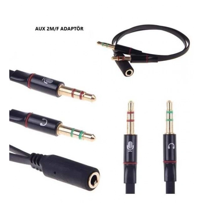 Hadron HD4611 Mikrofon Kulaklık 2Aux to Aux Çevirici Adaptör