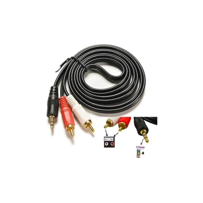 Hadron Hdx1032 3.5Mm To 2Rca Kablo 2Line Gold 5M Siyah