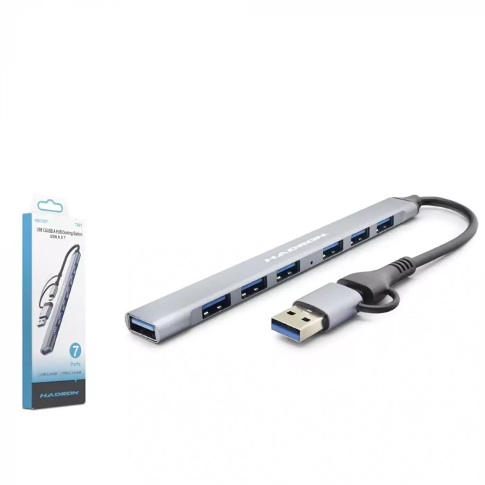Hadron Hdx7857 Usb + Type-C Hub Usb3.0 + 6*Usb 7in1 Gri
