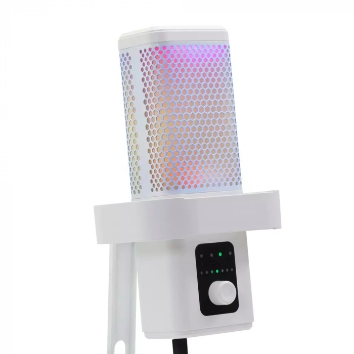 Hadron M6W Profesyonel Masaüstü RGB Gaming Mikrofon 192kHz/24Bit USB ve Type-C Beyaz