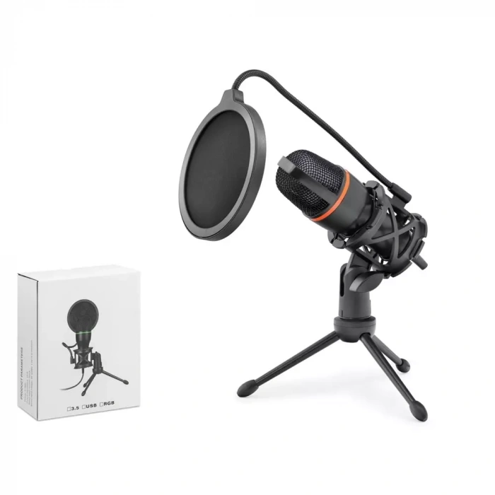 Hadron Me4Usb Profesyonel RGB Gaming Mikrofon 48kHz/16Bit Çok Yönlü USB Mikrofon Siyah