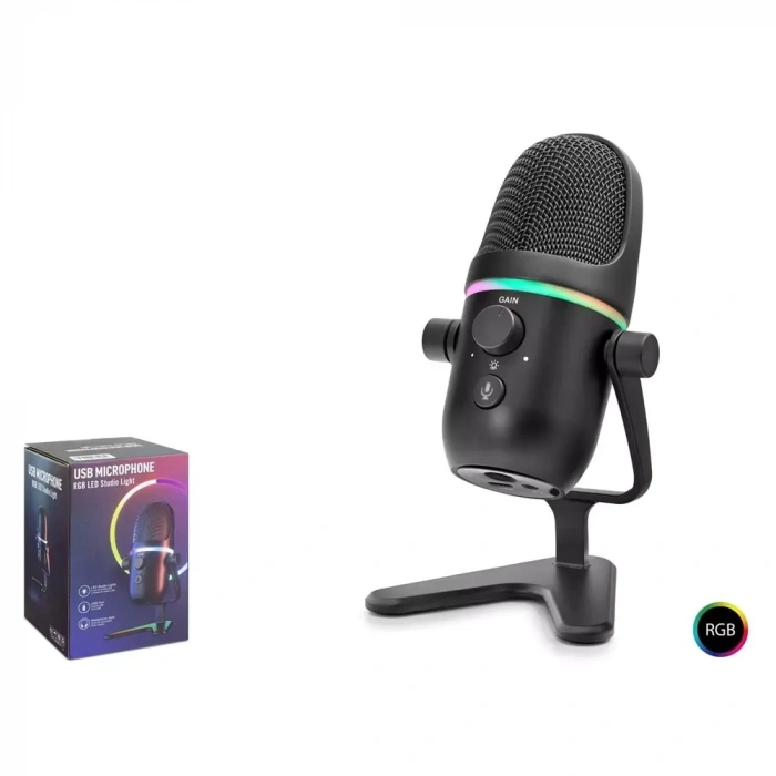 Hadron Me5 Profesyonel Çift Modlu RGB Yayıncı Mikrofonu 192kHz/24Bit USB Siyah