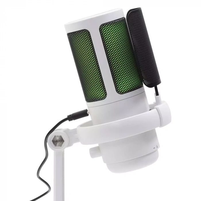 Hadron Me6W Profesyonel RGB Gaming Mikrofon 192kHz/24Bit USB Type-C Beyaz