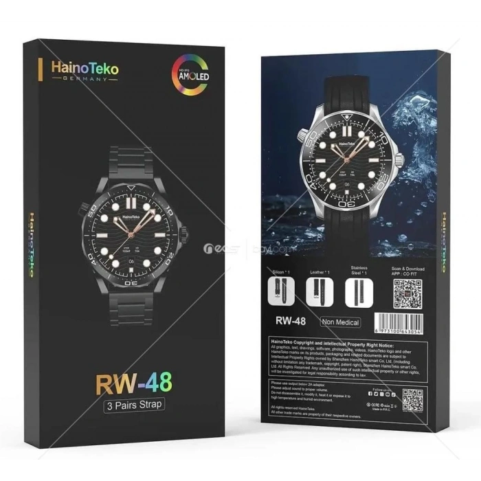 Haino Teko RW-48 Amoled Ekran 47MM 3 Kordonlu Akıllı Saat (Deri Silikon Çelik)