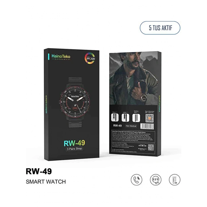 Haino Teko Rw-49 Super Amoled Ekran 49MM 3 Kordon Ultimate Akıllı Saat