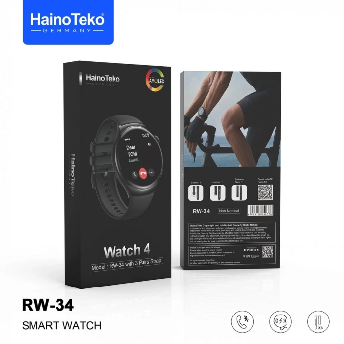 HainoTeko RW-34 Kavisli Amoled Erkek Akıllı Saati 3 Kordonlu