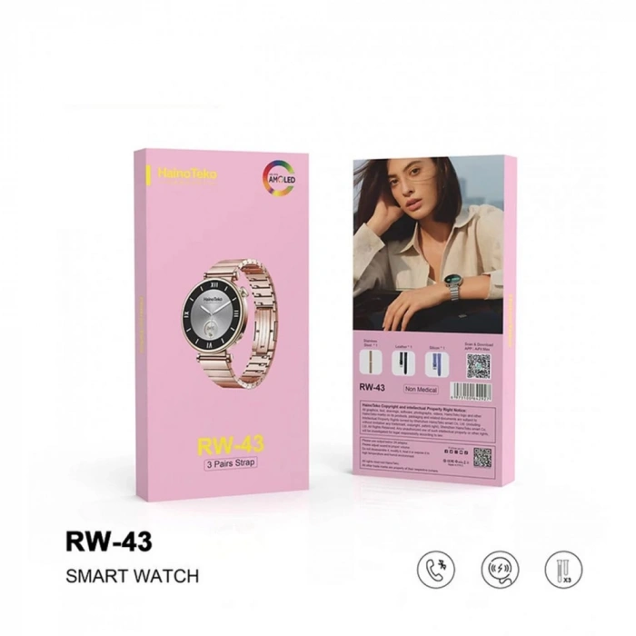 HainoTeko RW-43 Kadın Akıllı Saati 3 Kordonlu+Bileklik Hediyeli + Amoled Ekranlı