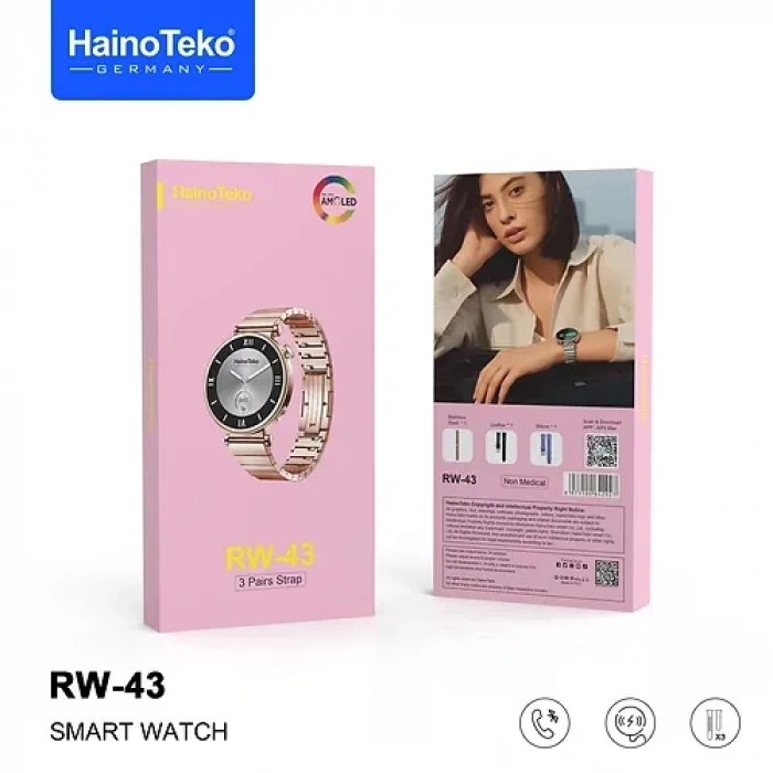 HainoTeko RW-43 Kadın Akıllı Saati 3 Kordonlu+Bileklik Hediyeli + Amoled Ekranlı