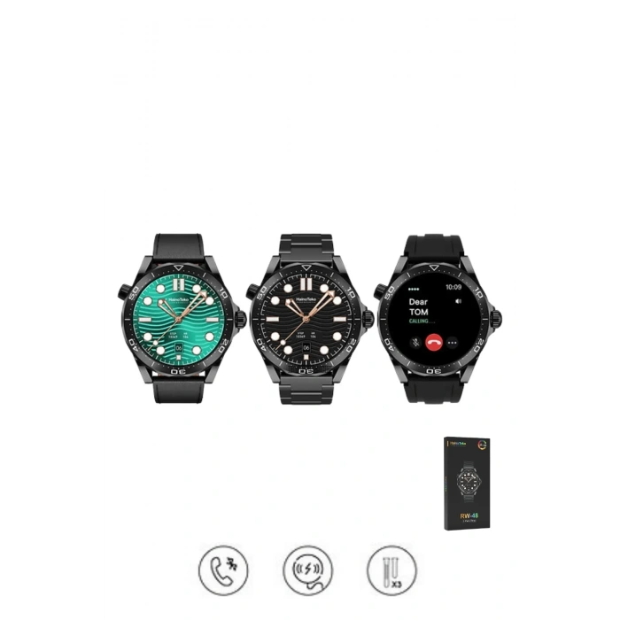 HainoTeko RW-48 Klasik Erkek Akıllı Saati 3 Kordonlu Amoled Ekranlı