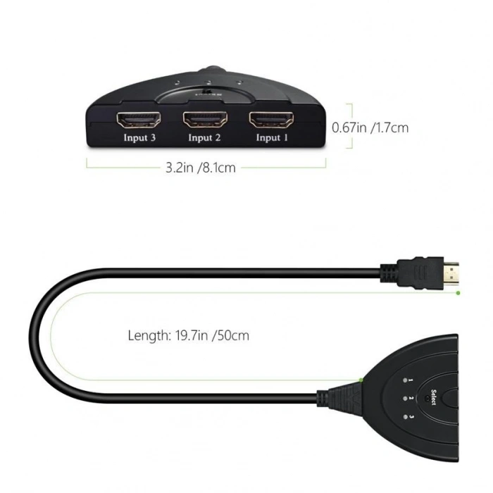 Hdmi Çoklayıcı Switch 3 Port Çoğaltıcı