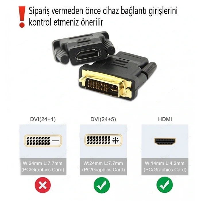 HDMI Dişi To Dvı-I (24+5) Erkek Dönüştürücü Adaptör