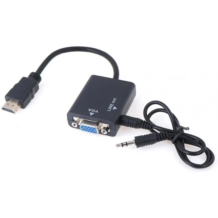 Hdmi To Vga Ses Destekli Monitör Dönüştürücü Kablo Çevirici Adaptör