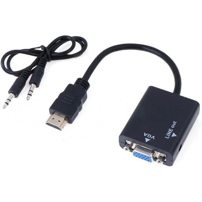 Hdmi To Vga Ses Destekli Monitör Dönüştürücü Kablo Çevirici Adaptör