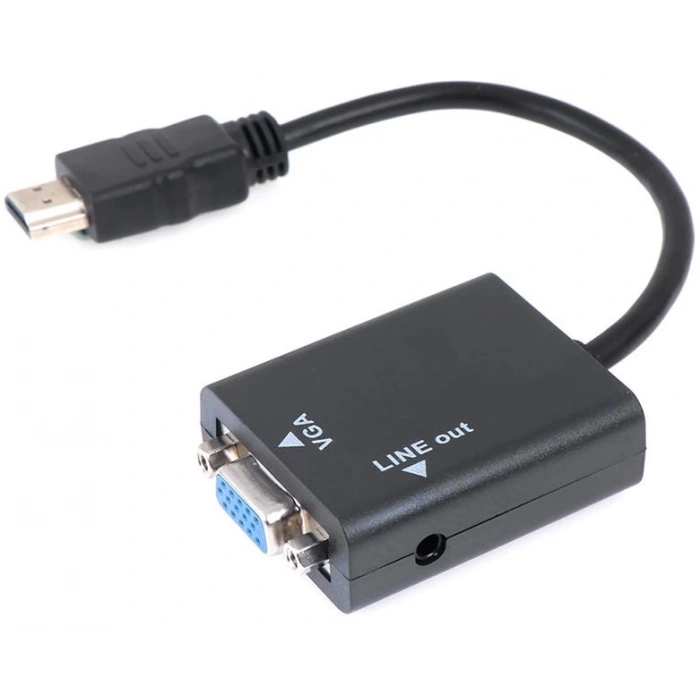 Hdmi To Vga Ses Destekli Monitör Dönüştürücü Kablo Çevirici Adaptör