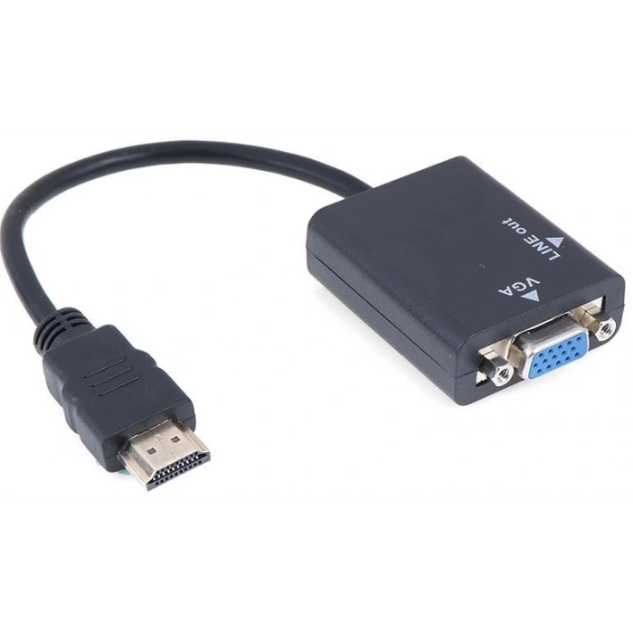 Hdmi To Vga Ses Destekli Monitör Dönüştürücü Kablo Çevirici Adaptör