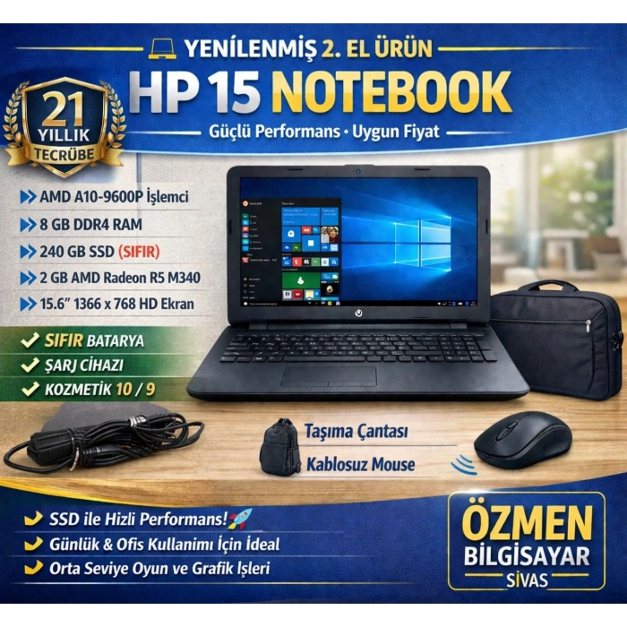 HP 15 AMD A10-9600P 8GB RAM 240GB SSD NOTEBOOK
