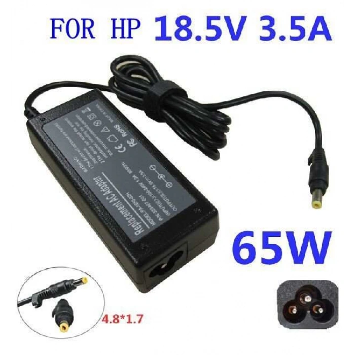 HP 18.5V-3.5A 4.8*1.7 Notebook Adaptörü Şarj Aleti+Güç Kablosu
