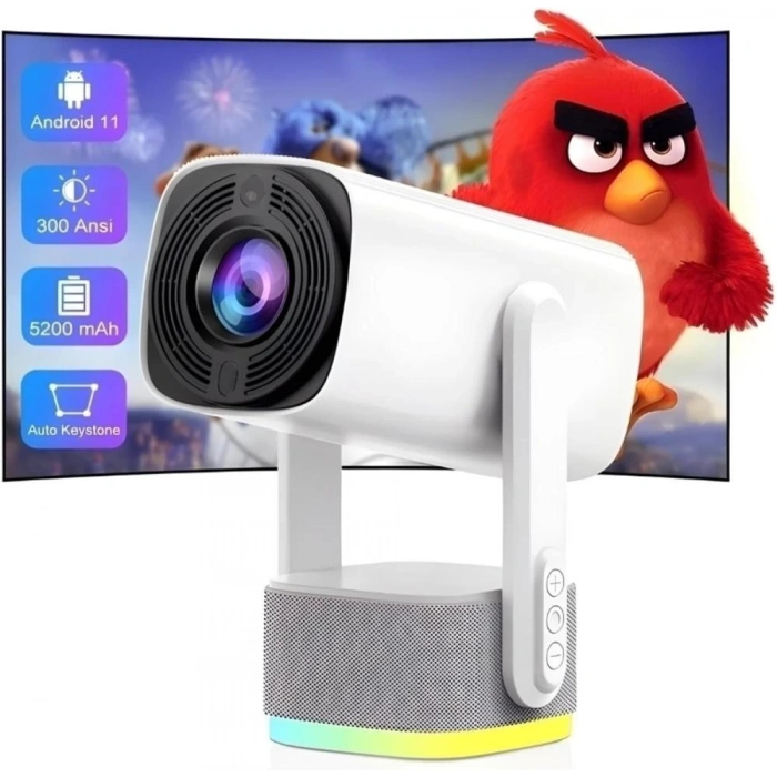 K2 Kablosuz Projektör Ultra HD, 4 Saat Şarj Kapasitesi, 300 ANSI, Wifi 6, Bluetooth 5.2, Android 11