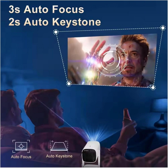 K2 Kablosuz Projektör Ultra HD, 4 Saat Şarj Kapasitesi, 300 ANSI, Wifi 6, Bluetooth 5.2, Android 11