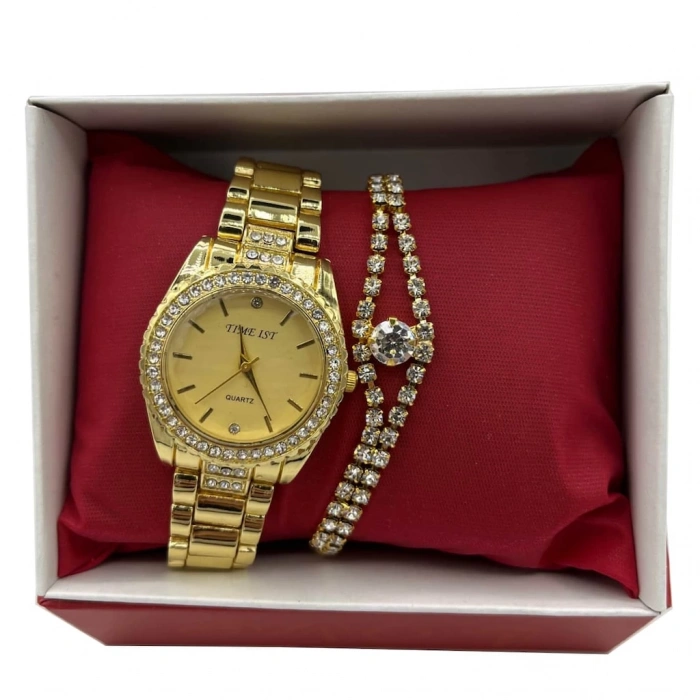 Kadın Kol Saati + Bileklik Hediye Kutulu