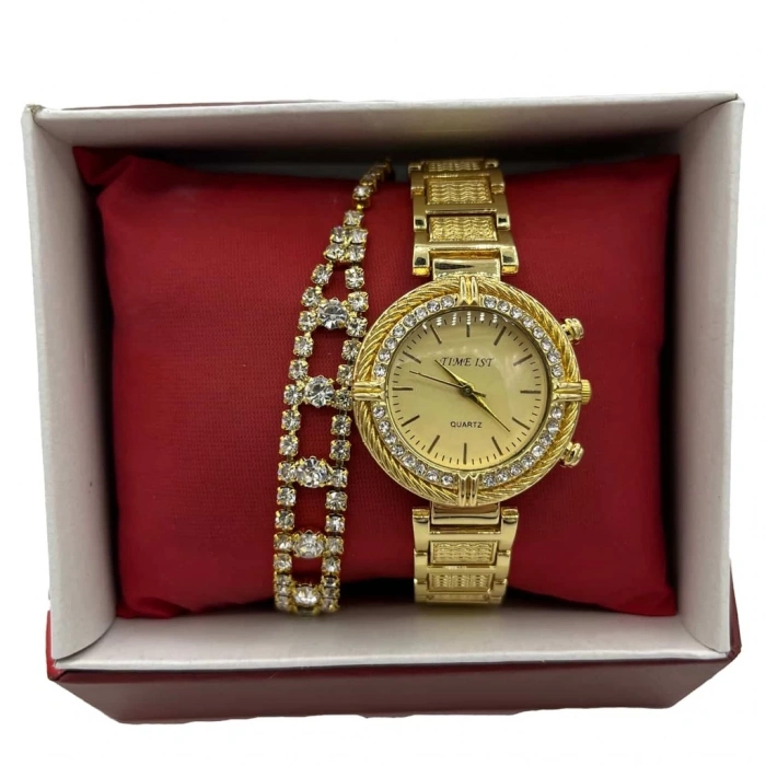 Kadın Kol Saati + Bileklik Hediye Kutulu