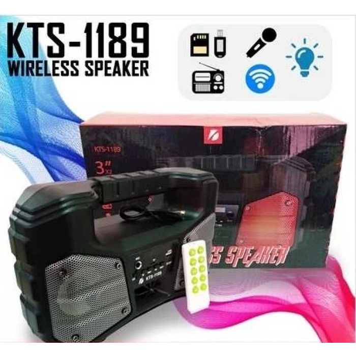 KTS-1189 IŞIKLI BLUETOOTH HOPARLÖR SPEAKER USB-TF-RADYO