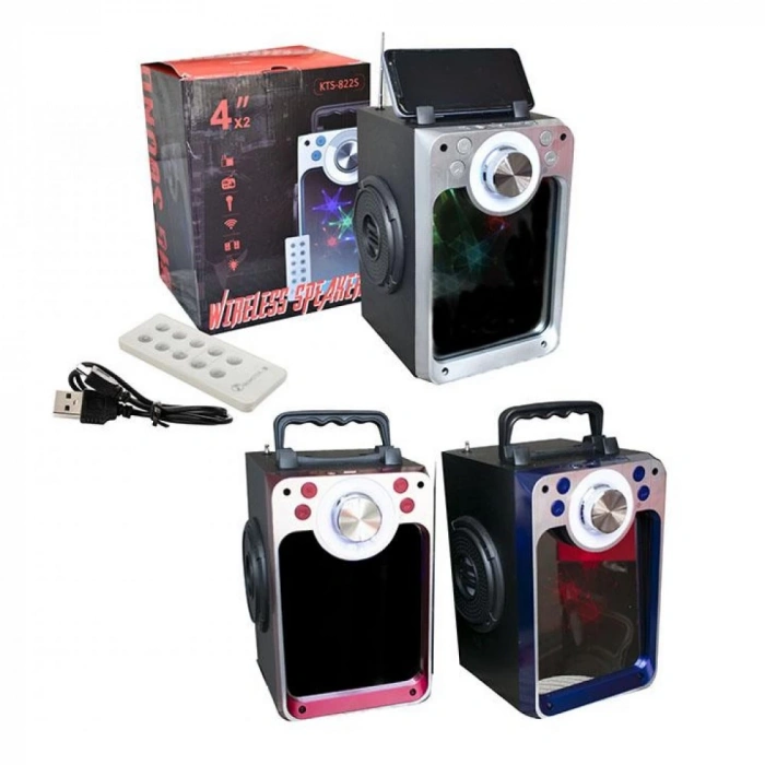 KTS-822-S MİKROFONLU LEDLİ BULUTUT SPEAKER USB-TF-FM