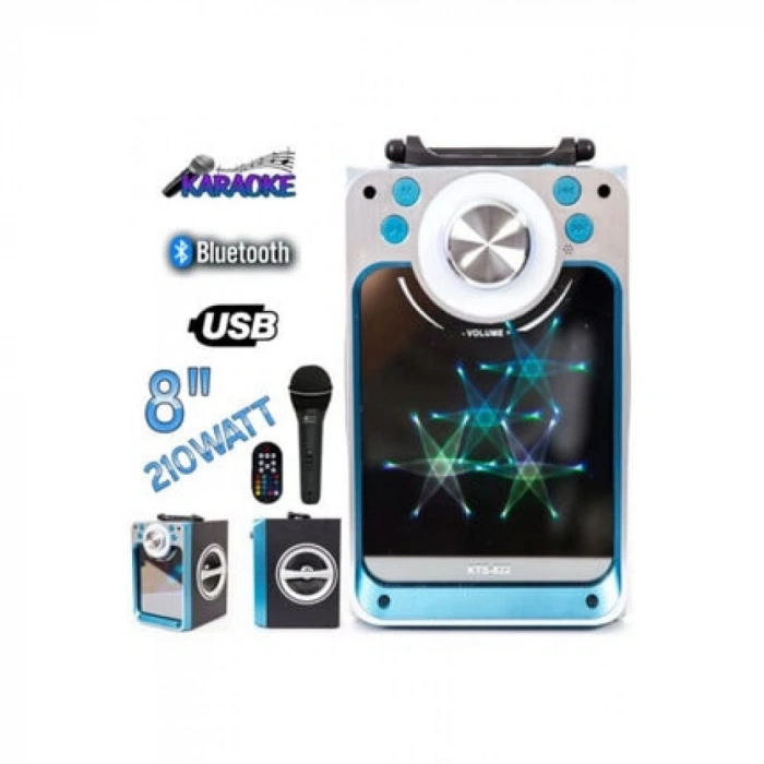 KTS-822-S MİKROFONLU LEDLİ BULUTUT SPEAKER USB-TF-FM