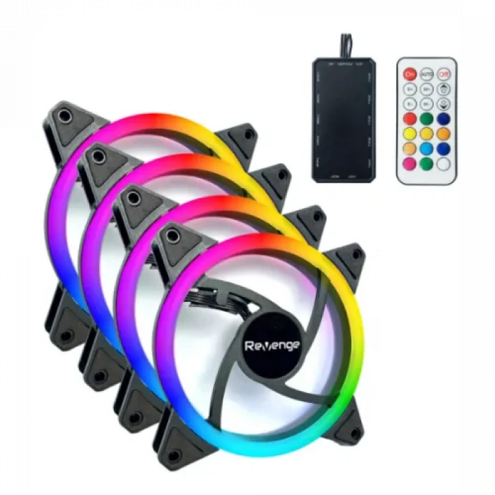 KUMANDALI 4LÜ RGB FANSETİ SİYAH