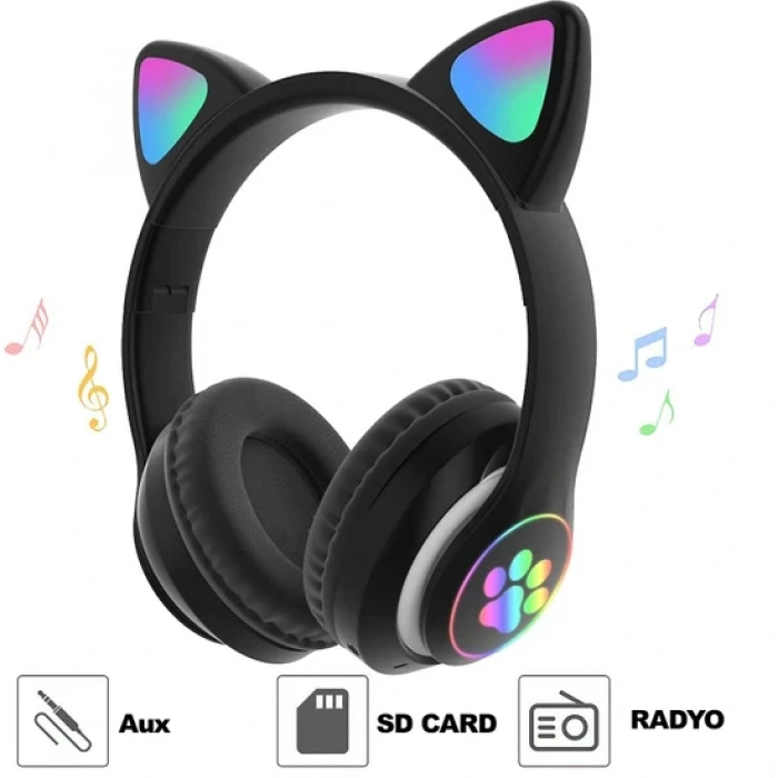 LED Işıklı Bluetooth Kedi Kulaklık