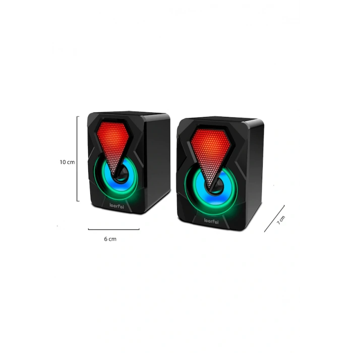 LEERFEI Bilgisayar Hoparlörü Rgb Led Işıklı Gaming Oyuncu Hoparlörü 3.5mm Jack Usb Speaker 1+1 Ses Sistemi